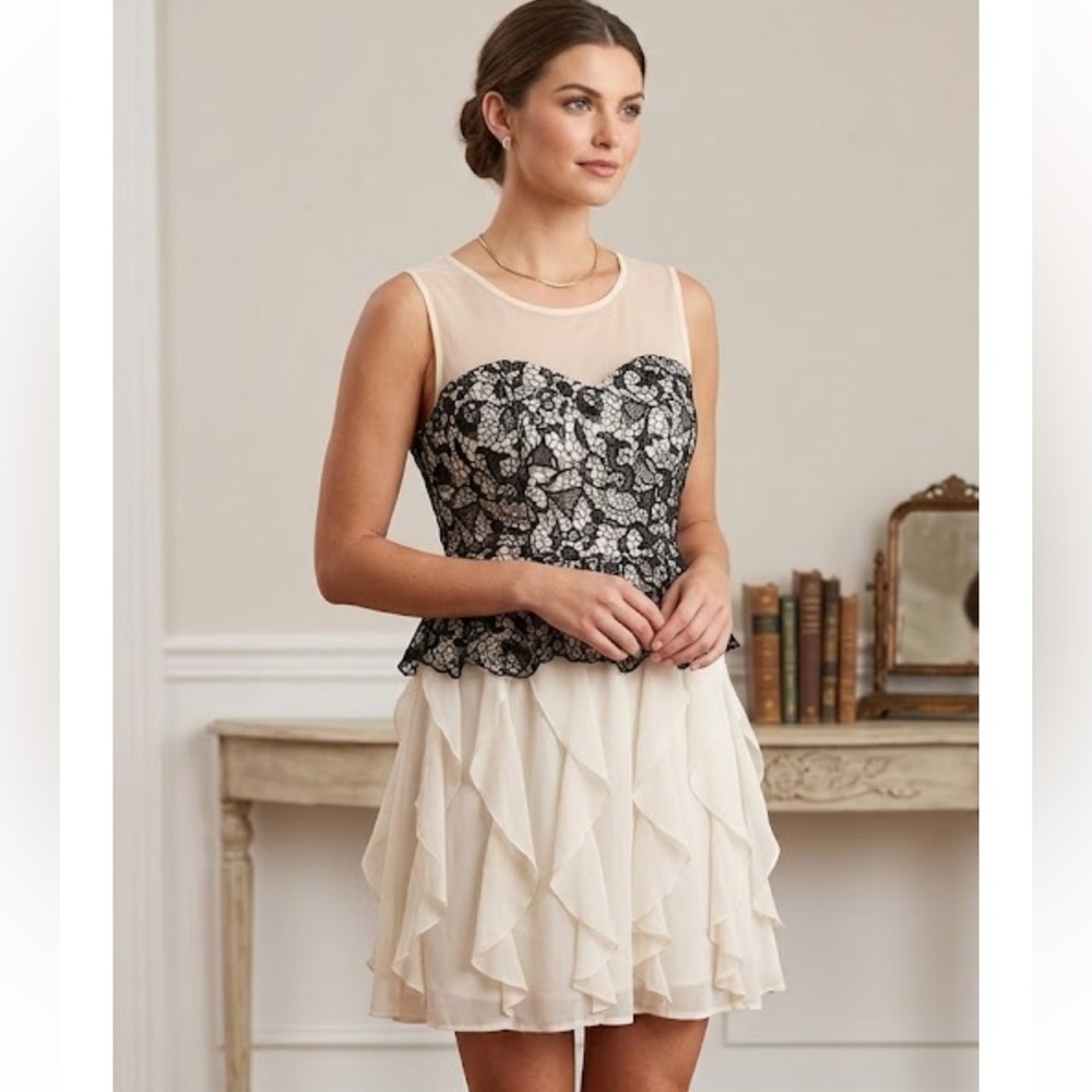 Harry Potter Ivory Mini Dress with Black Lace Bodice